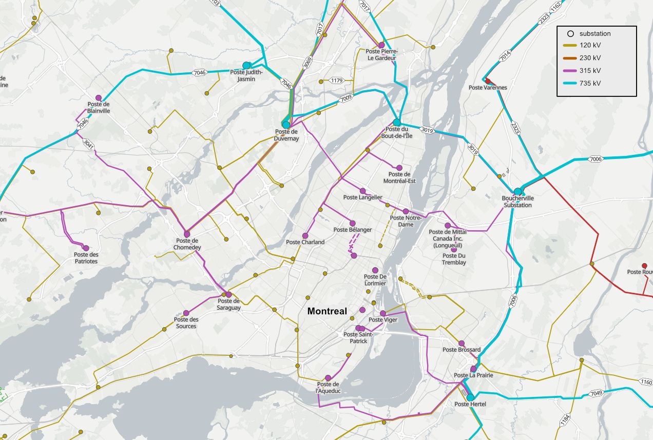 no power generation, just substations, within city limits